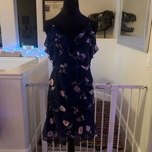 All in Favor Navy Floral Midi Dress
